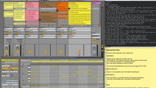 Ableton with many MIDI-Clips composed by GPT-4