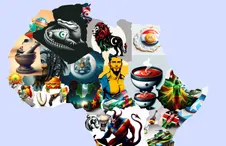 Map of africa with countries replaced by mnemonic images