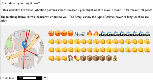 Website showing crime level in GPS area