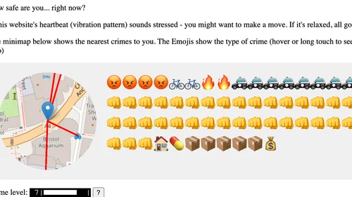 Website showing crime level in GPS area
