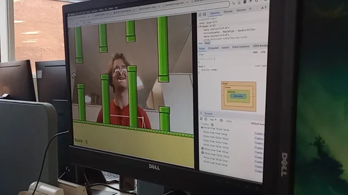 Face tracking controlling the position of the flappy bird in-game