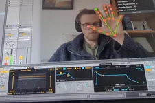 Ableton controlled by hand movements mapped to MIDI